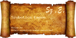 Szubotics Emese névjegykártya